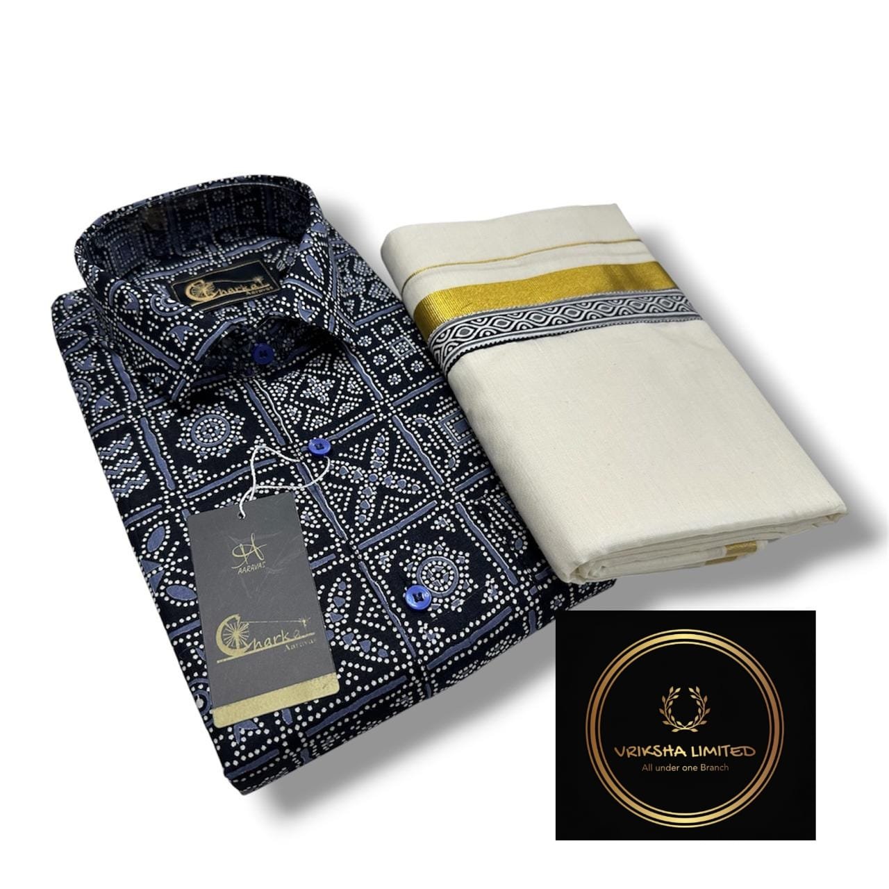 Blue Print & Designer Mundu