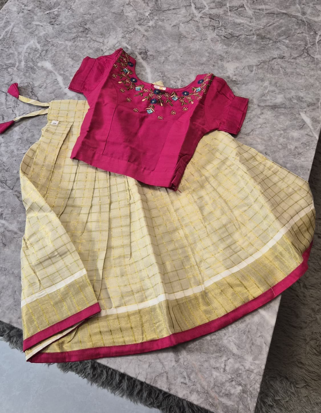 Girls Pink & Gold Lehenga