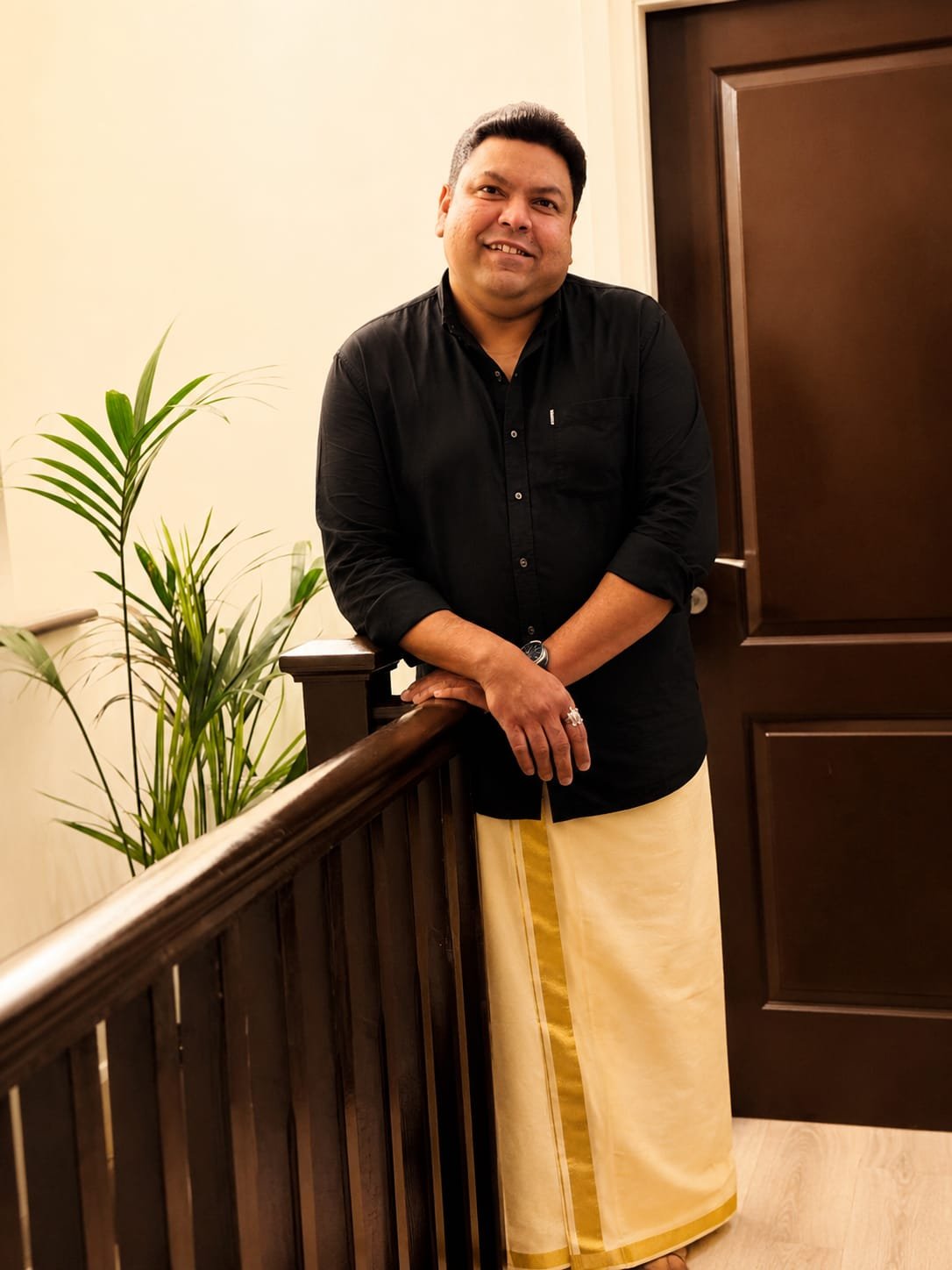 Black Kurta & Kasavu Mundu