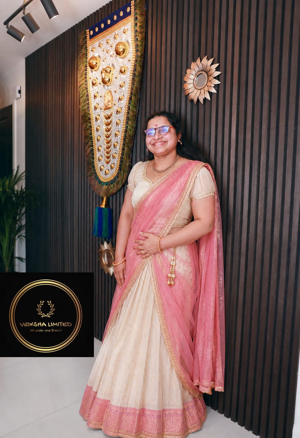 Director in Pink Half-Saree