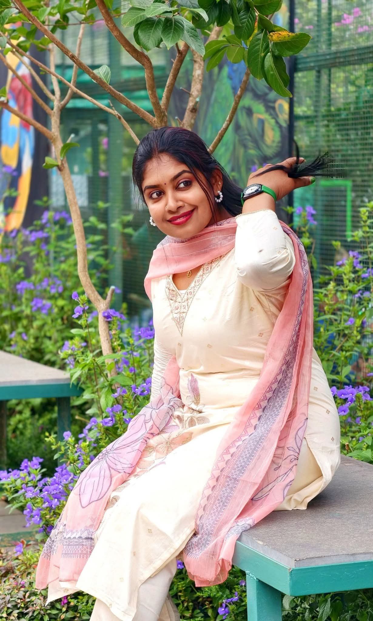 Cream & Pink Churidar