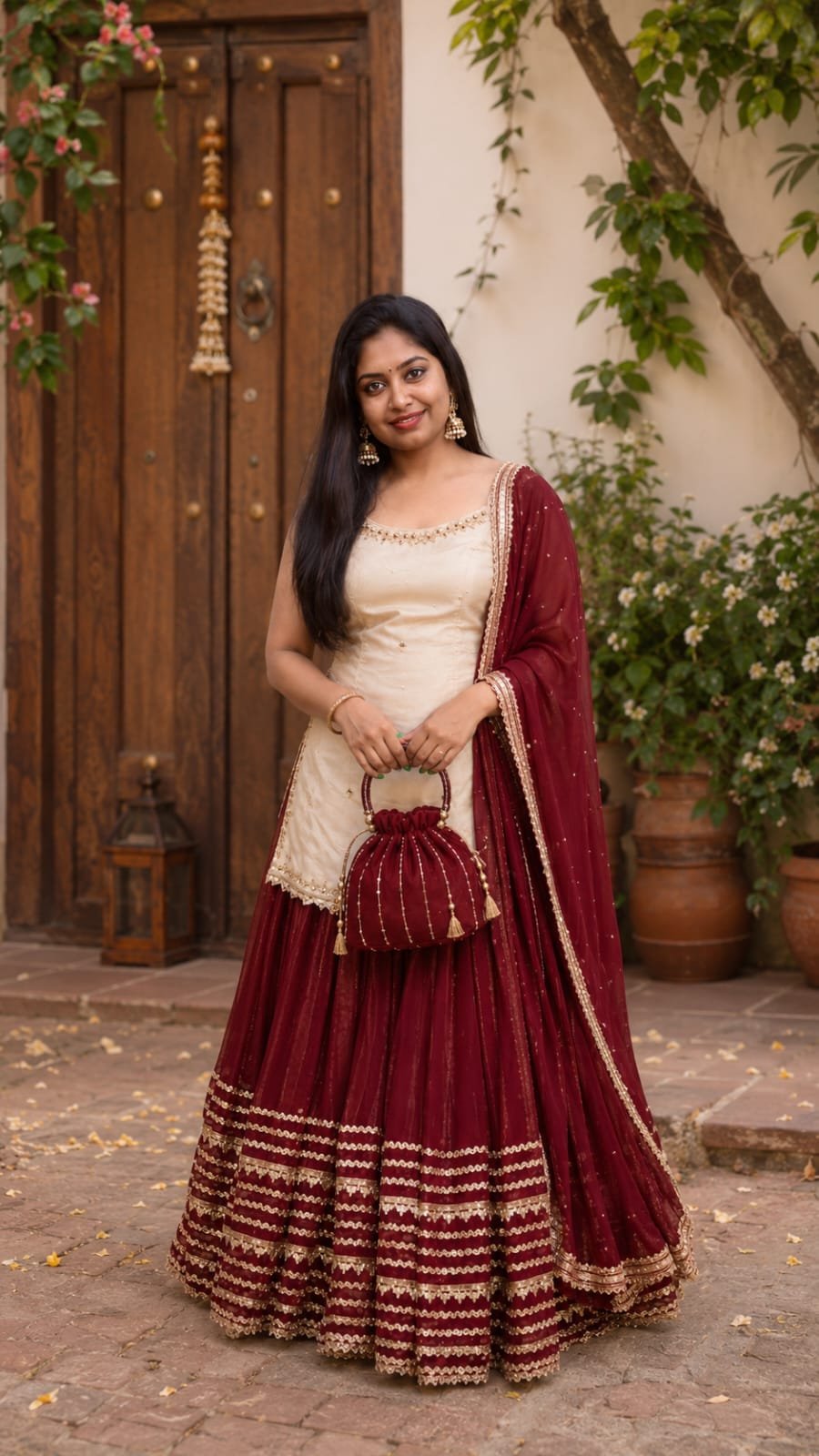 Maroon & Gold Lehenga
