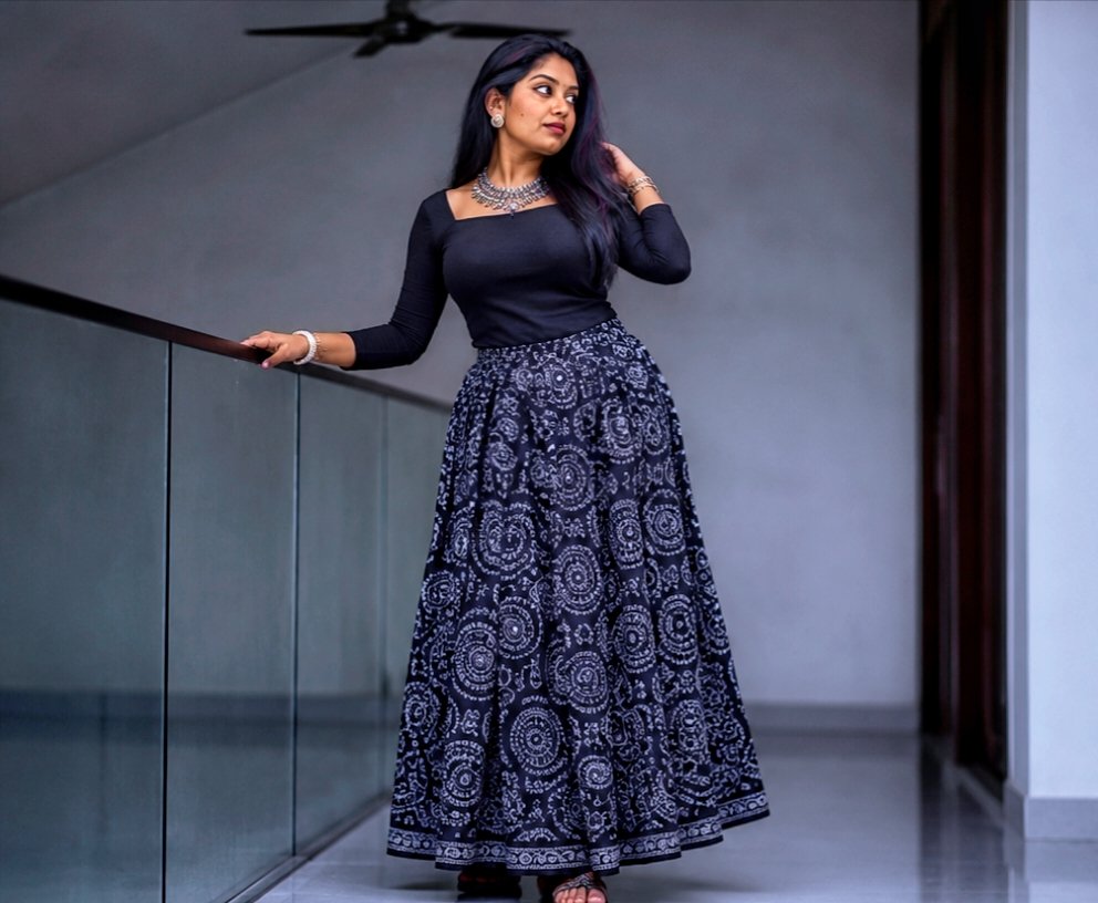 Navy Kalamkari Long Skirt