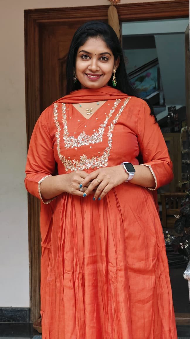 Orange Embroidered Anarkali