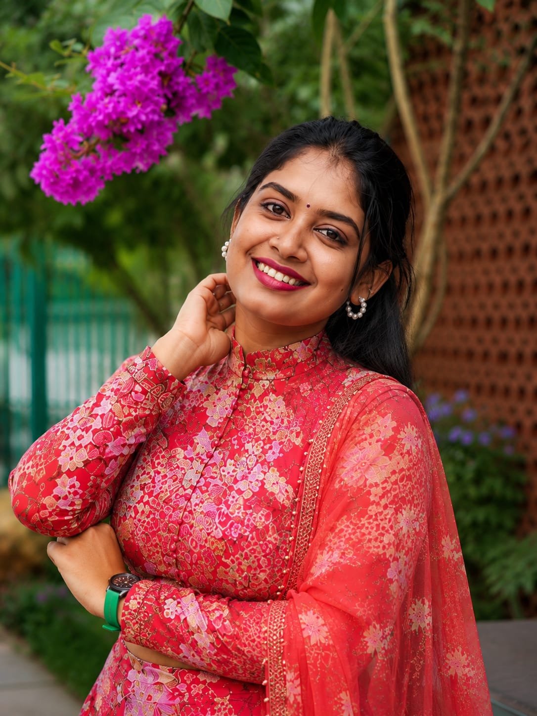 Red Floral Kurta Set